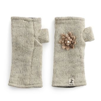 Women's SIJJL Knit Floral Accent Handwarmers