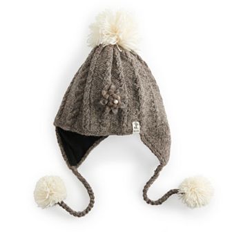 Women's SIJJL Brown Floral Accent Pom Earflaps Cap