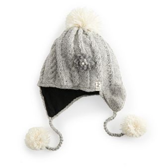 Women's SIJJL Gray Floral Accent Pom Earflaps Cap