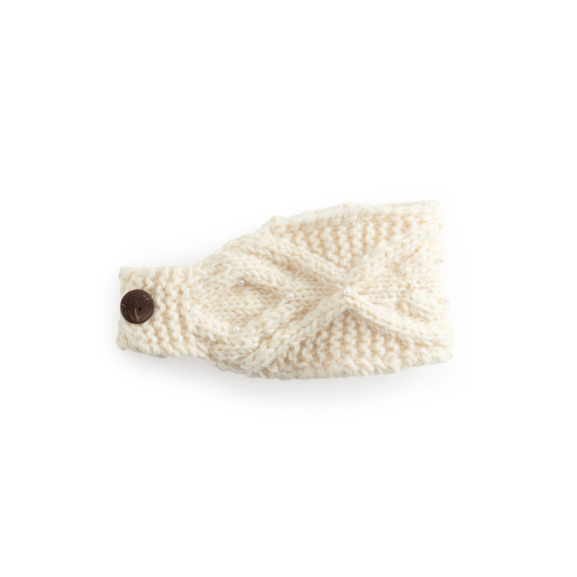 Womens SIJJL Ivory Double Cable Headband with Beads