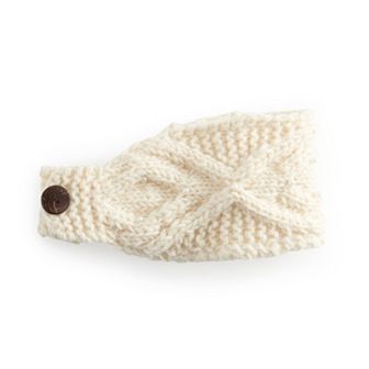 Women's SIJJL Ivory Double Cable Headband with Beads