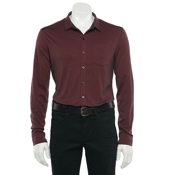 Men's Marc Anthony Short Sleeve Knit Button-Down Shirt