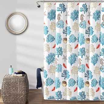 Lush Decor Coastal Reef Feather Shower Curtain