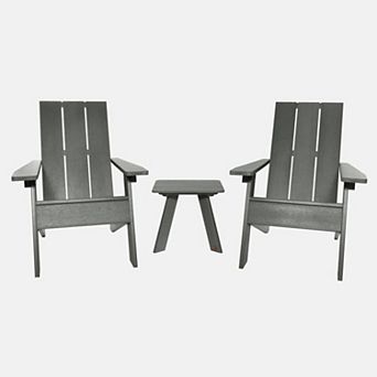 Highwood USA Barcelona Modern 3 pc Adirondack Chair & Side Table Set