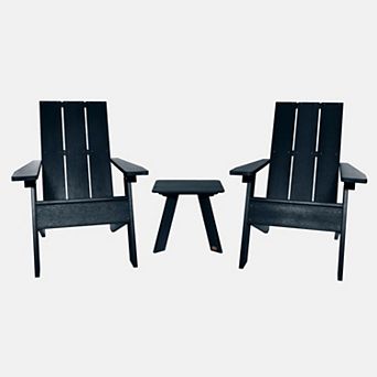 Highwood USA Barcelona Modern 3 pc Adirondack Chair & Side Table Set
