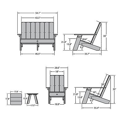 Highwood USA Barcelona Modern Indoor / Outdoor Patio Chair & Table 4-piece Set