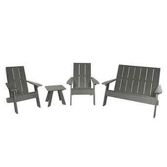 Highwood USA Barcelona Modern Indoor / Outdoor Patio Chair & Table 4 pc Set