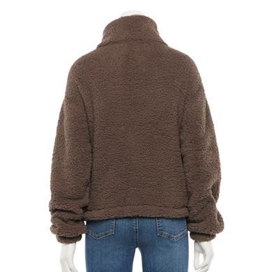 Juniors' SO® Long Sleeve Quarter Snap Sherpa Pullover