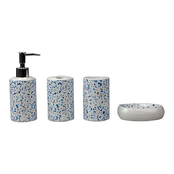 Home Basics Trendy Terrazzo 4Piece Ceramic Bath Accessory Set