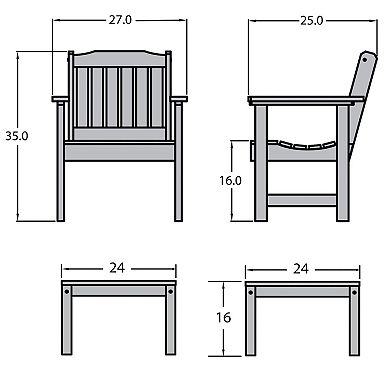 Highwood USA 2-piece Lehigh Garden Chair with Side Table Set