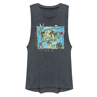 Juniors' Disney Peter Pan Never Land Map Vintage Poster Muscle Tank Top