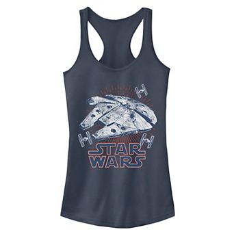 Juniors' Star Wars Falcon Logo 4th Of July Fireworks Tank Top