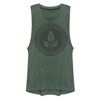 Juniors' Disney / Pixar Wall-E The Three R's Leaf Logo Muscle Tank Top