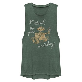 Juniors' Disney Pixar Wall-E "Go Planet It's Your Earthday" Muscle Tank Top