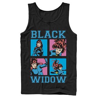 Men's Marvel Black Widow Classic Retro Comic Boxed Up Action Shot Tank Top
