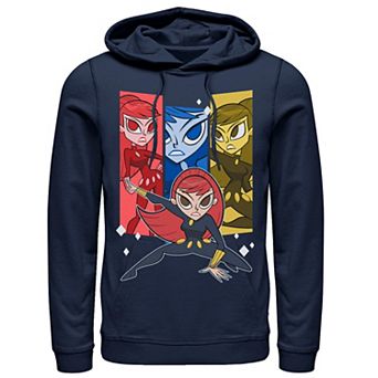 Men's Marvel Black Widow Action Stance Colorful Portrait Panels Hoodie