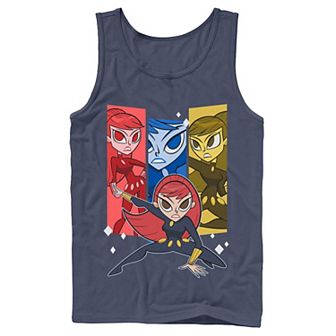 Men's Marvel Black Widow Action Stance Colorful Portrait Panels Tank Top