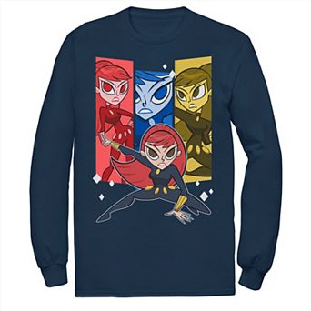 Men's Marvel Black Widow Action Stance Colorful Portrait Panels Tee