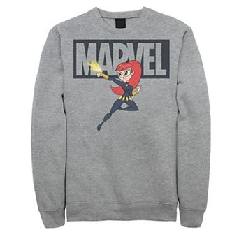 Men's Marvel Black Widow Chibi Action Pose Logo Outline Sweatshirt