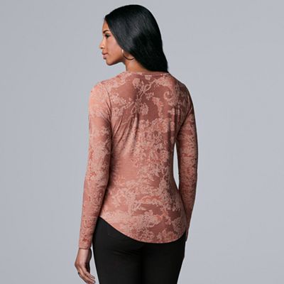 Women's Simply Vera Vera Wang Floral Jacquard Long Sleeve Top