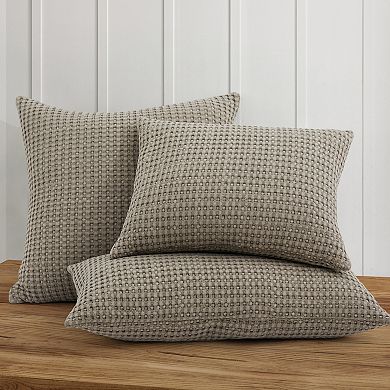 Levtex Mills Waffle Taupe Square Throw Pillow