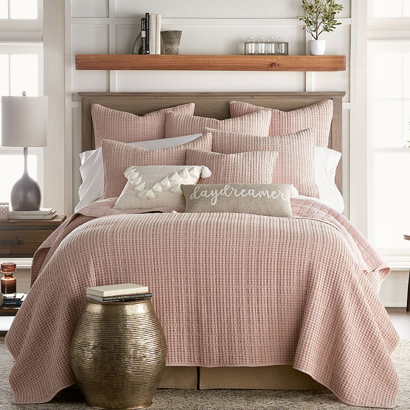 70313683 Levtex Home Mills Waffle Quilt Set, Pink, King sku 70313683