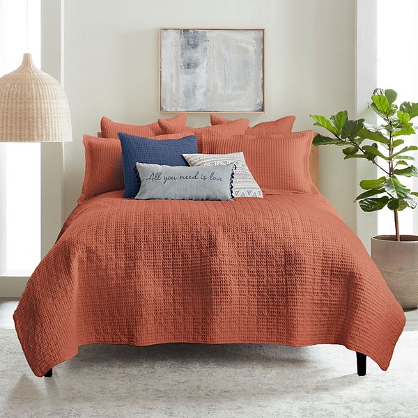 Levtex Home Mills Waffle Quilt Set - Clay (EURO SHAM)