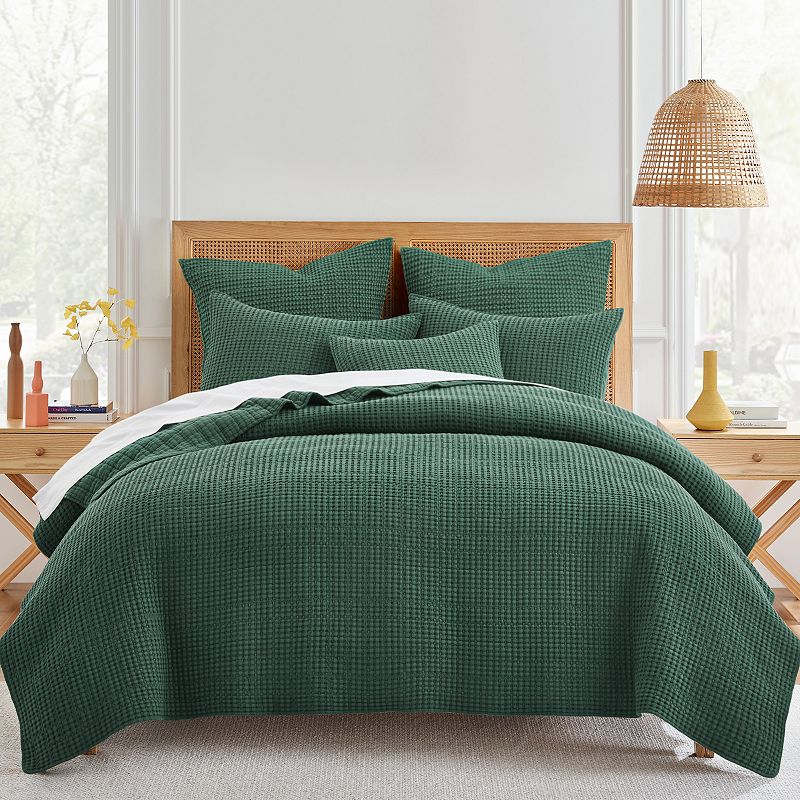 Levtex Home Mills Waffle Quilt Set, Green, Full/Queen