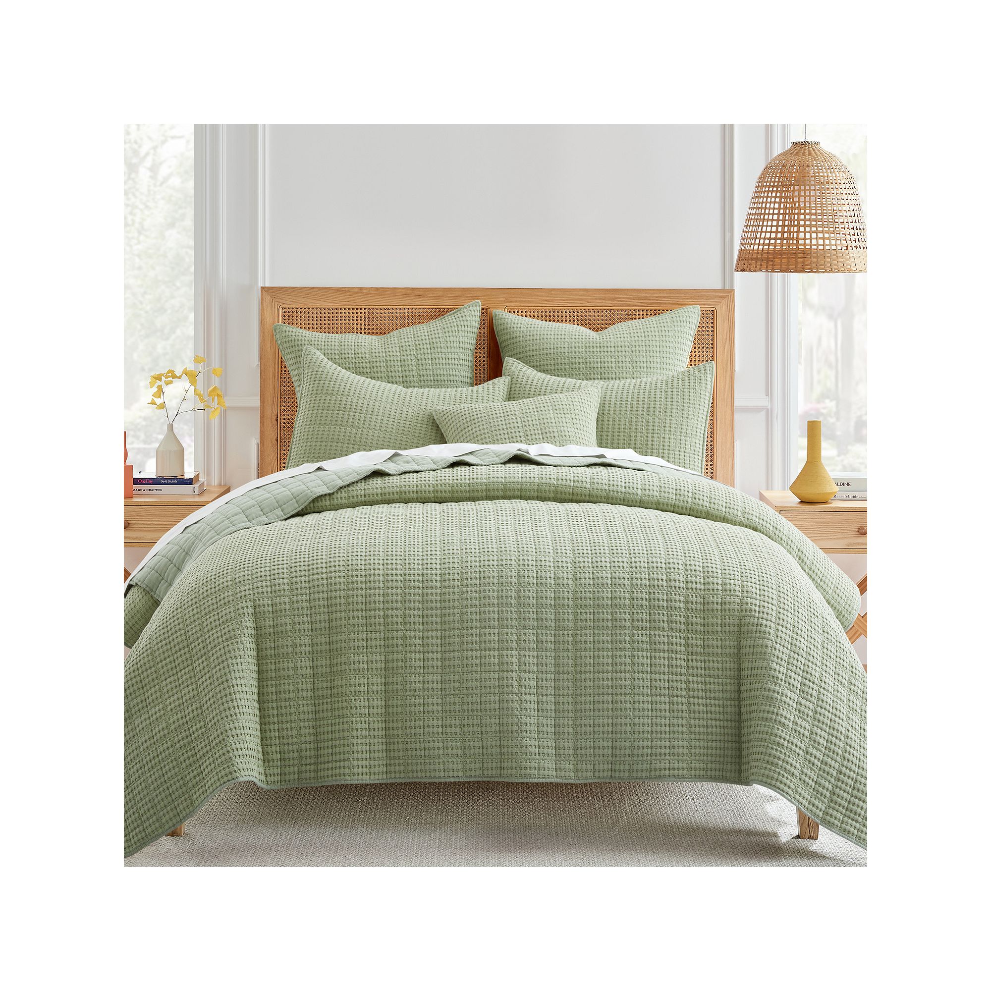 Levtex Home Mills Waffle Quilt Set, Sage Green