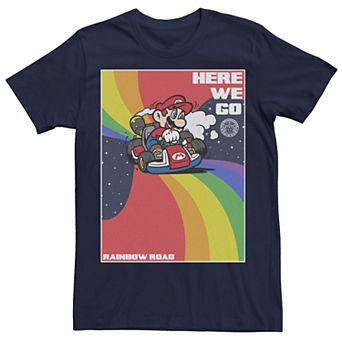 Men's Mario Kart Here We Go Rainbow Poster Tee