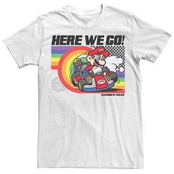 Men's Mario Kart Here We Go Rainbow Swirl Poster Tee