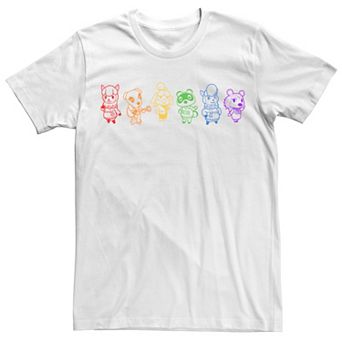 Men's Animal Crossing Line Art Rainbow Lineup Tee