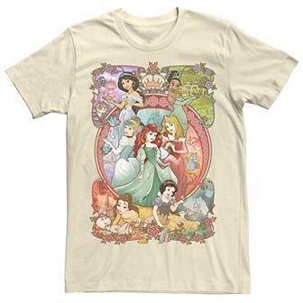 Men's Disney Princess Classic Cartoon Group Collage Tee