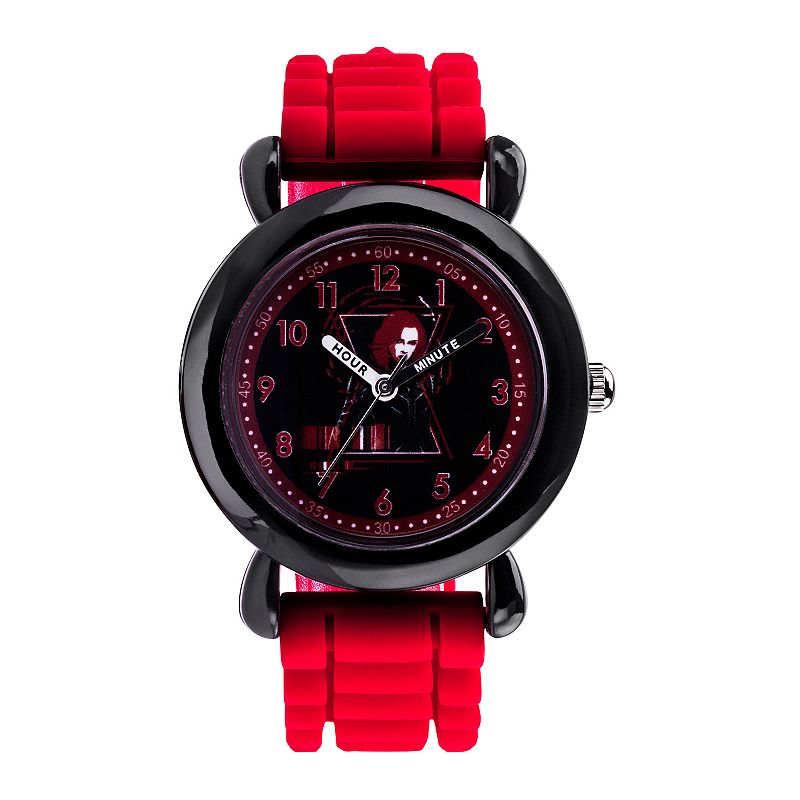Marvel Black Widow Kids' Black Time Teacher Watch, Girl's, Size: Medium, Red