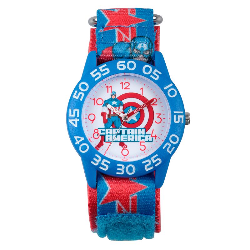 Marvel's Avengers Captain America Shield Kids' Time Teacher Watch, Boy's, Size: Medium, Blue