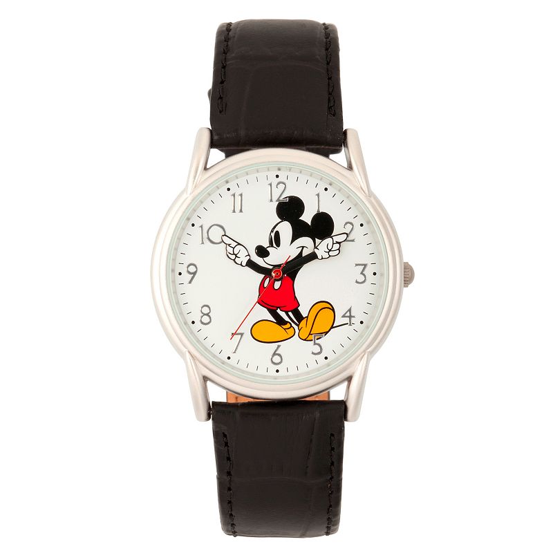 Disney's Mickey Mouse Men's Silver Tone Cardiff Watch, Women's, Size: Medium, Black