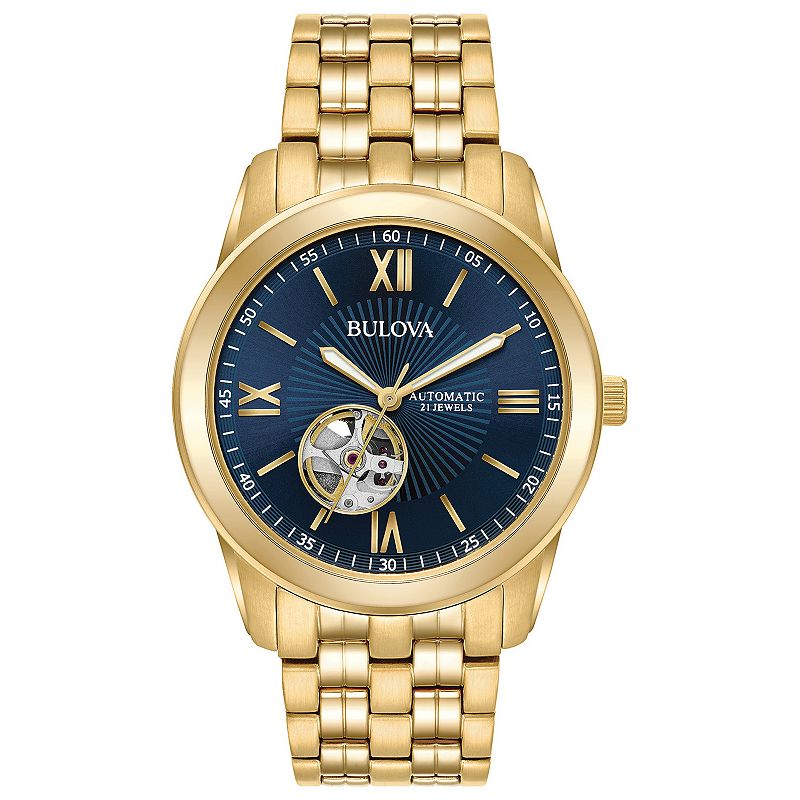 Bulova Men's Gold-Tone Stainless Steel Automatic Watch, Size: Medium, Gold Tone