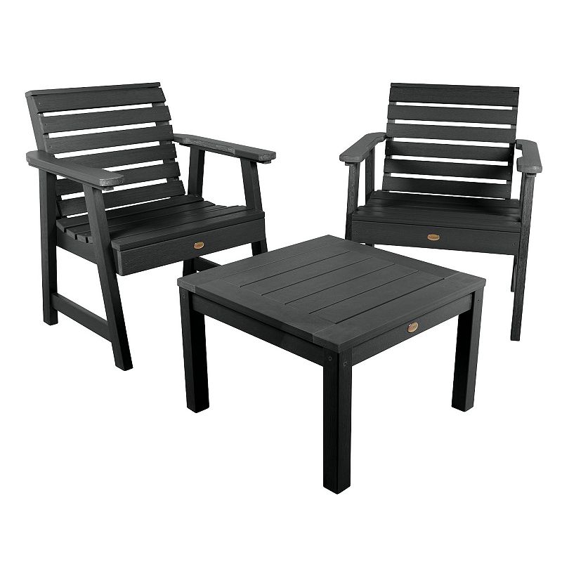 Highwood Weatherly Garden Chairs & Side Table 3-Piece Set, Black
