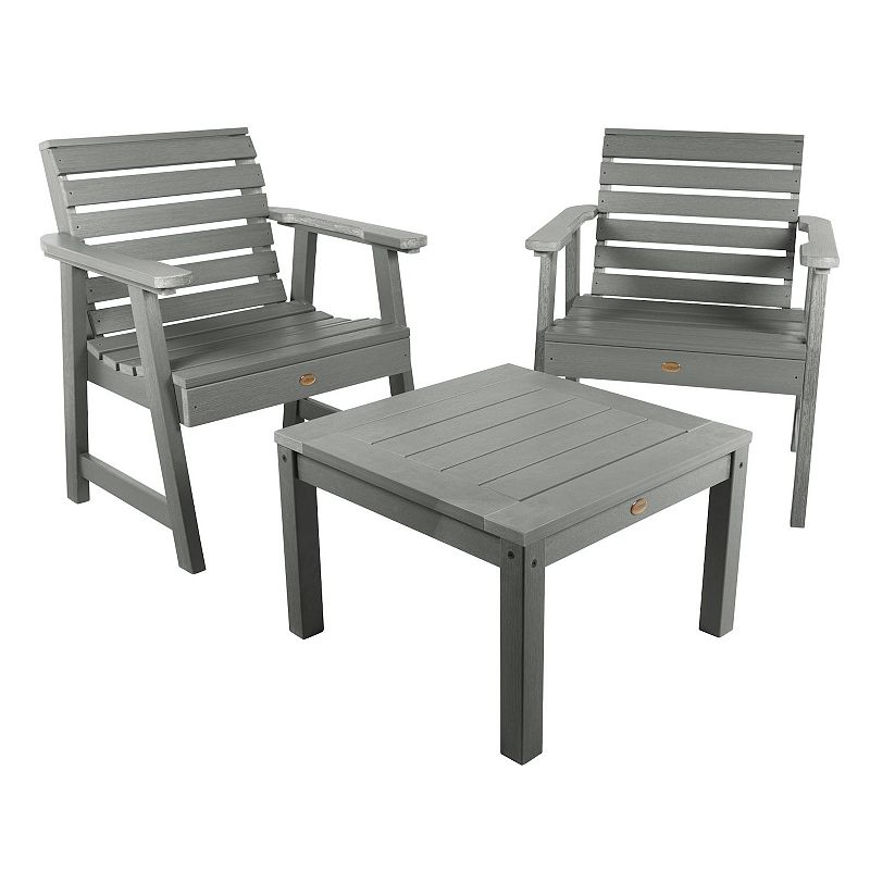 Highwood Weatherly Garden Chairs & Side Table 3-Piece Set, Grey