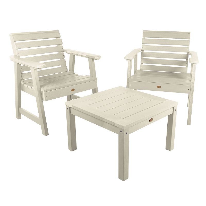 Highwood Weatherly Garden Chairs & Side Table 3-Piece Set, White