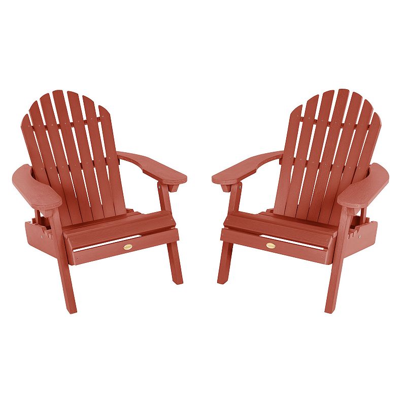 Highwood Hamilton Folding & Reclining Adirondack Chair 2-Piece Set, Red