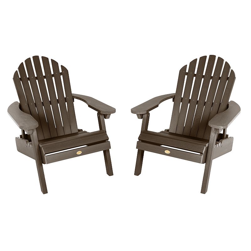 Highwood Hamilton Folding & Reclining Adirondack Chair 2-Piece Set, Brown