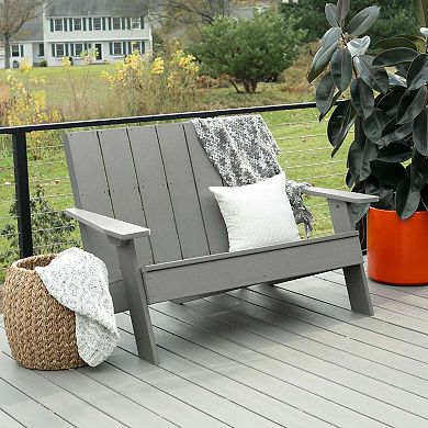 Highwood USA Barcelona Modern Adirondack Chairs & Double-Wide Modern Adirondack Chair 3-Piece Set