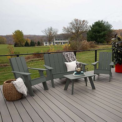 Highwood USA Barcelona Modern Adirondack Chairs & Double-Wide Modern Adirondack Chair 3-Piece Set