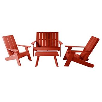 Highwood USA Barcelona Modern Adirondack Chairs & Double-Wide Modern Adirondack Chair 3 pc Set