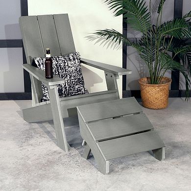 Highwood USA Barcelona Modern Adirondack Chair & Modern Folding Ottoman 2-Piece Set