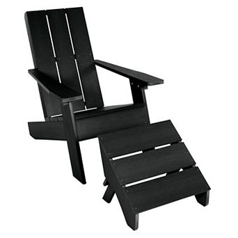 Highwood USA Barcelona Modern Adirondack Chair & Modern Folding Ottoman 2 pc Set
