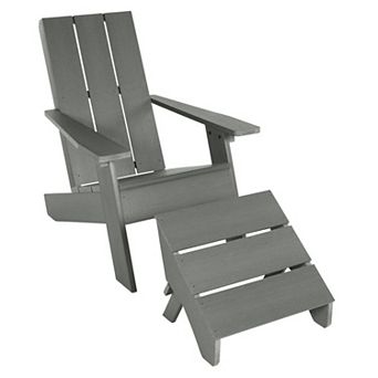 Highwood USA Barcelona Modern Adirondack Chair & Modern Folding Ottoman 2 pc Set