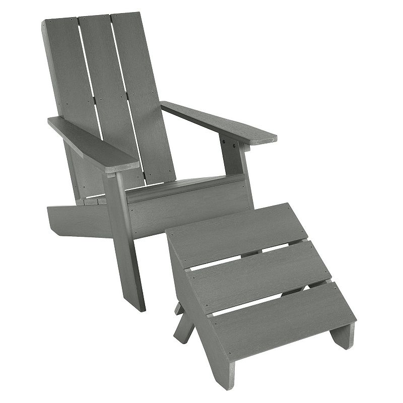 Highwood Barcelona Modern Adirondack Chair & Modern Folding Ottoman 2-Piece