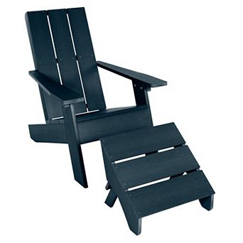 Highwood USA Barcelona Modern Adirondack Chair & Modern Folding Ottoman 2 pc Set